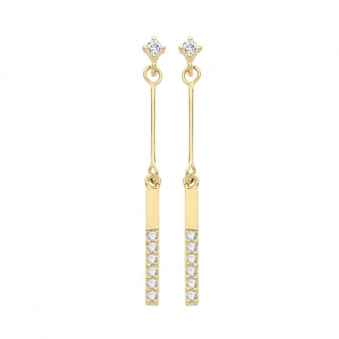 9ct Yellow Gold Zirconia Bar Drop Earrings ES1616Acotis Gold JewelleryES1616