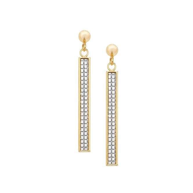 9ct Yellow Gold Zirconia Bar Drop Earrings ES565Acotis Gold JewelleryES565