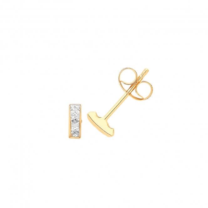 9ct Yellow Gold Zirconia Bar Studs ES717Acotis Gold JewelleryES717