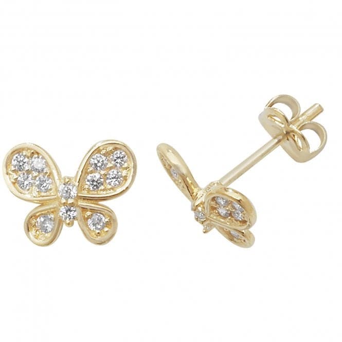 9ct Yellow Gold Zirconia Butterfly Stud Earrings ES447Acotis Gold JewelleryES447