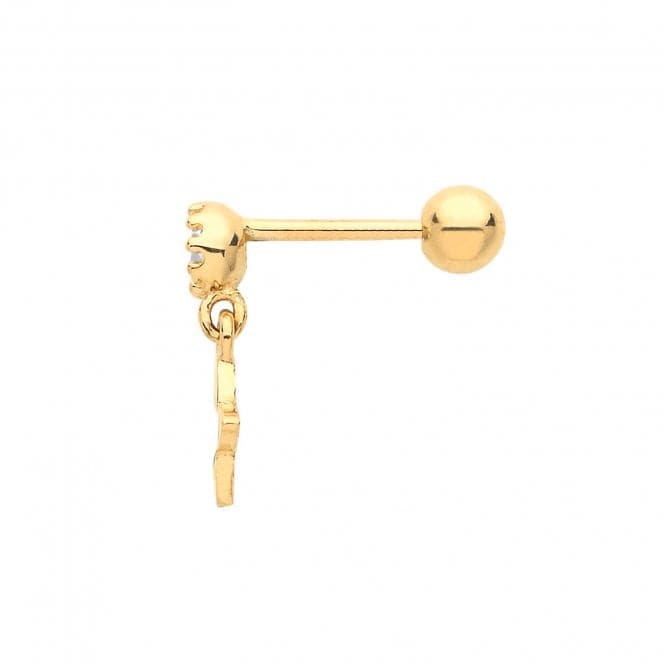 9ct Yellow Gold Zirconia Cartilage 6mm Post Stud With Dangle Star ES1925Acotis Gold JewelleryES1925