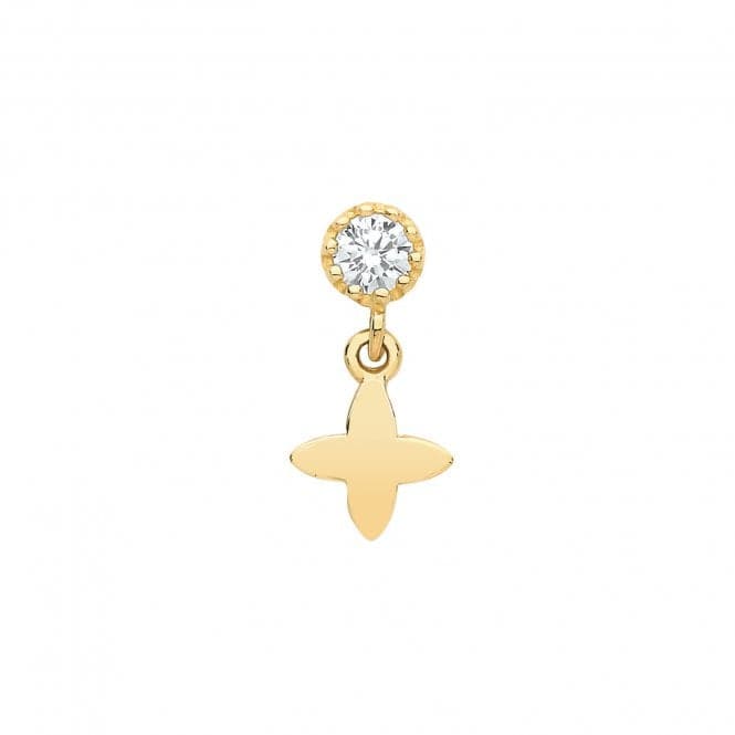 9ct Yellow Gold Zirconia Cartilage 6mm Post Stud With Dangle Star ES1925Acotis Gold JewelleryES1925