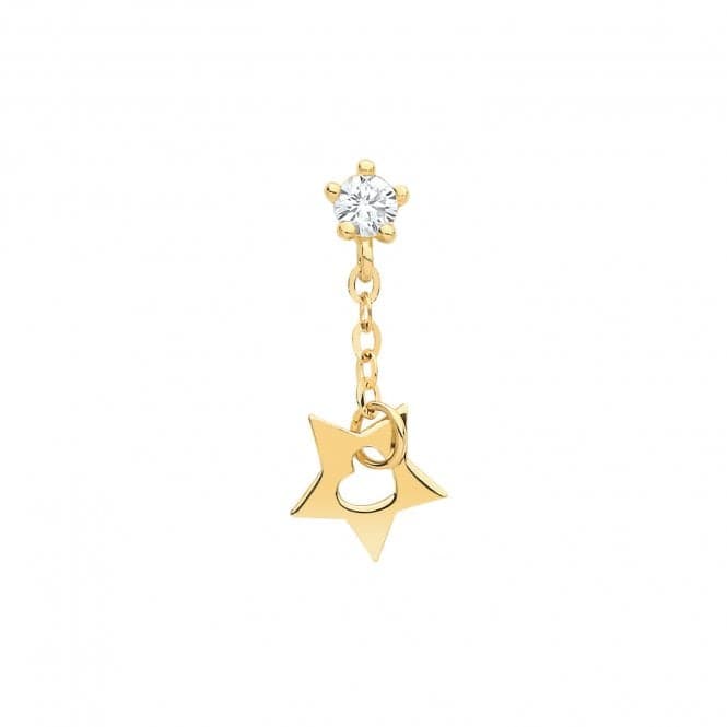 9ct Yellow Gold Zirconia Cartilage 6mm Post Stud With Drop Star ES1924Acotis Gold JewelleryES1924