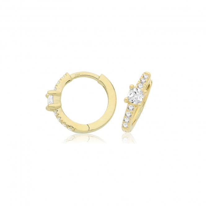 9ct Yellow Gold Zirconia Clicker Hoops ES1705Acotis Gold JewelleryES1705