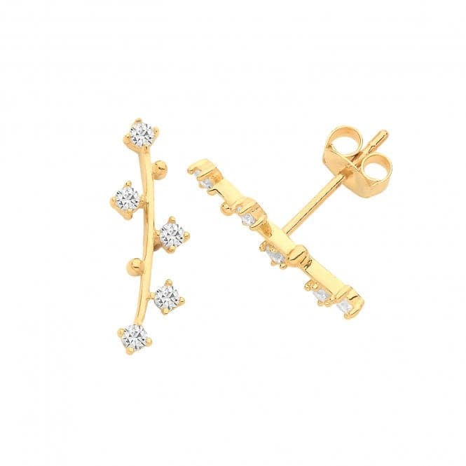 9ct Yellow Gold Zirconia Climber Stud Earrings ES1653Acotis Gold JewelleryES1653