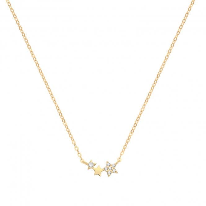 9ct Yellow Gold Zirconia Crescent Star Necklet NK1603Acotis Gold JewelleryNK1603