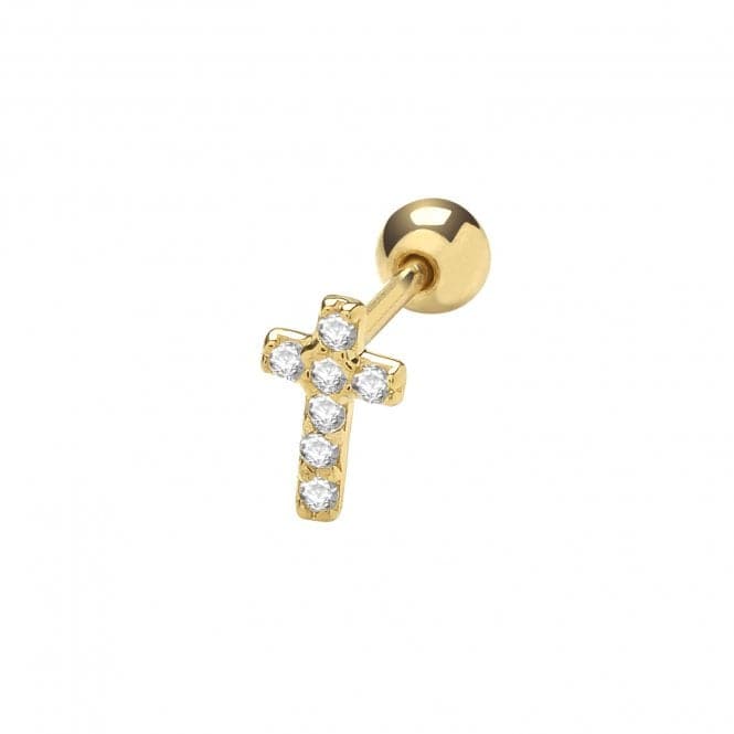 9ct Yellow Gold Zirconia Cross Cartilage 6mm Post Stud ES1913Acotis Gold JewelleryES1913