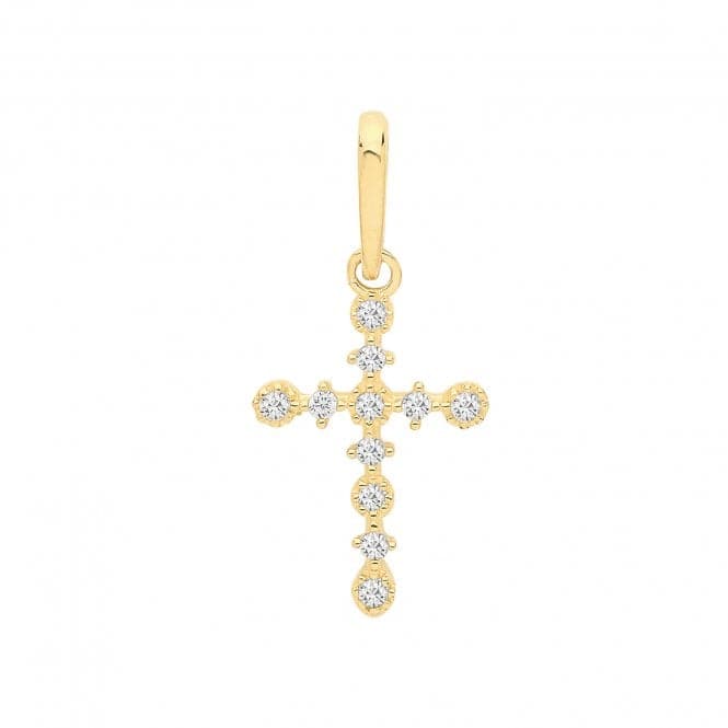 9ct Yellow Gold Zirconia Cross Pendant PN1141Acotis Gold JewelleryPN1141