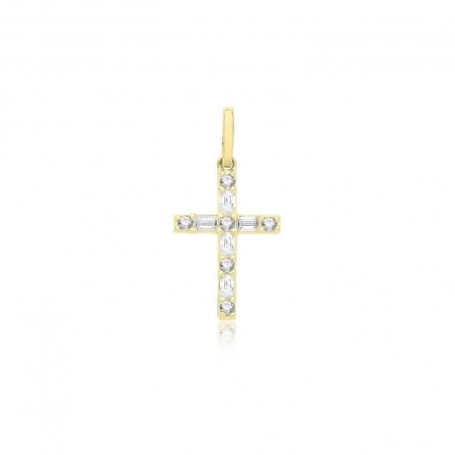 9ct Yellow Gold Zirconia Cross Pendant PN1346Acotis Gold JewelleryPN1346