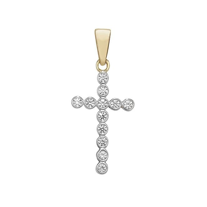 9ct Yellow Gold Zirconia Cross Pendant PN178Acotis Gold JewelleryPN178