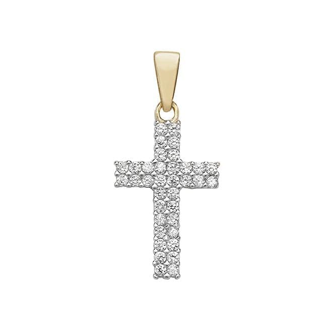 9ct Yellow Gold Zirconia Cross Pendant PN179Acotis Gold JewelleryPN179