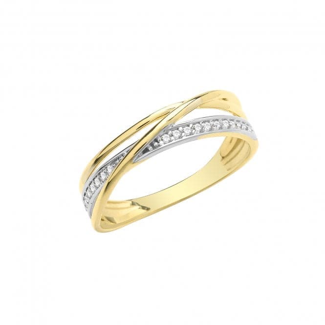 9ct Yellow Gold Zirconia Crossover Et Ring RN943Acotis Gold JewelleryRN943/Q