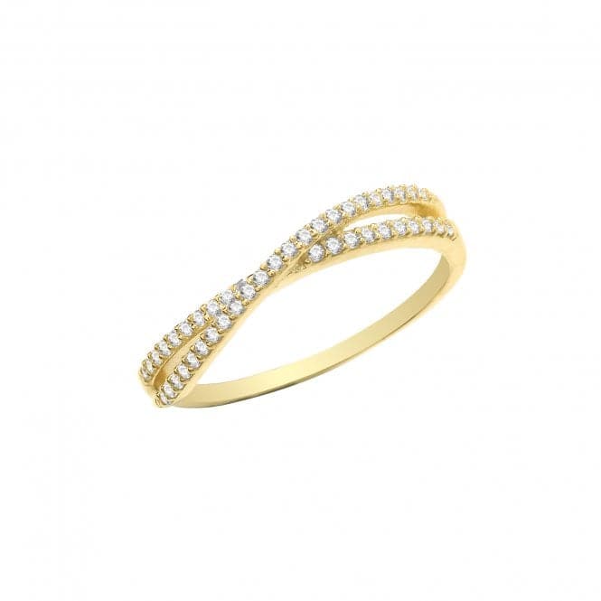 9ct Yellow Gold Zirconia Crossover Ring RN1602Acotis Gold JewelleryRN1602/P