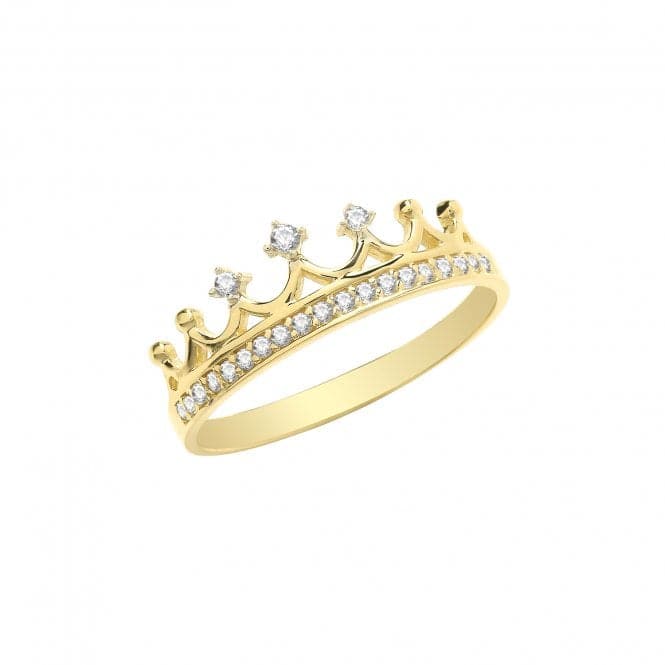 9ct Yellow Gold Zirconia Crown Ring RN941Acotis Gold JewelleryRN941/P