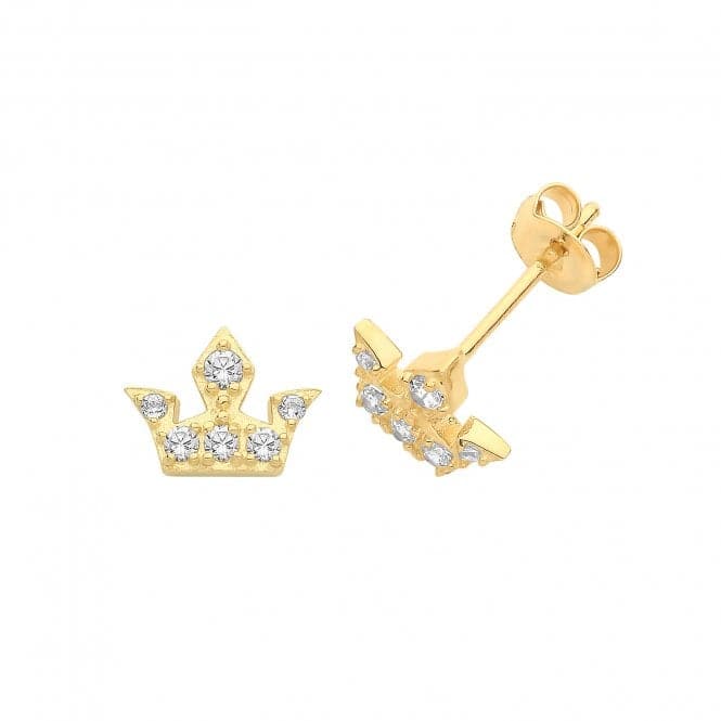 9ct Yellow Gold Zirconia Crown Stud Earrings ES1628Acotis Gold JewelleryES1628