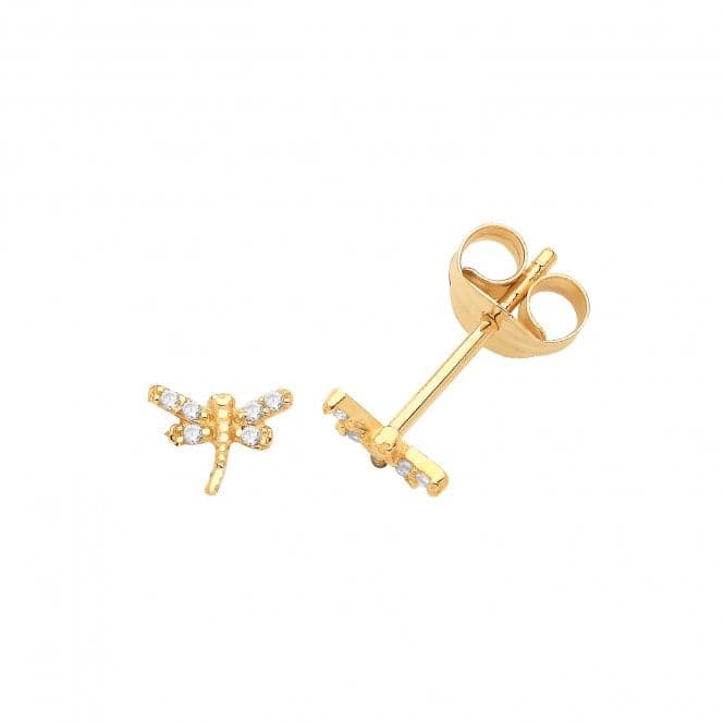 9ct Yellow Gold Zirconia Dragonfly Studs ES723Acotis Gold JewelleryES723