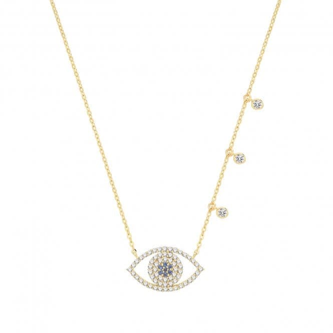 9ct Yellow Gold Zirconia Evil Eye Necklet NK392Acotis Gold JewelleryNK392