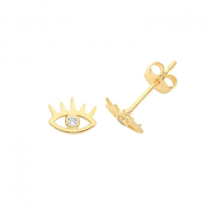 9ct Yellow Gold Zirconia Evil Eye Stud Earrings ES1607Acotis Gold JewelleryES1607