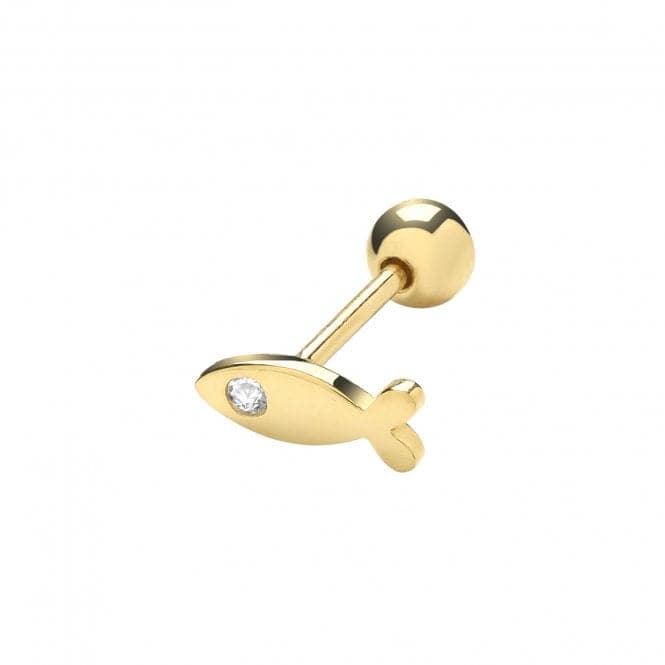 9ct Yellow Gold Zirconia Fish Cartilage 6mm Post Stud ES1919Acotis Gold JewelleryES1919