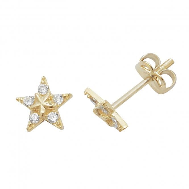 9ct Yellow Gold Zirconia Fishstar Stud Earrings ES437Acotis Gold JewelleryES437