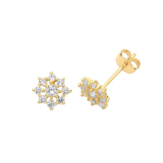 9ct Yellow Gold Zirconia Flower Stud Earrings ES1605Acotis Gold JewelleryES1605