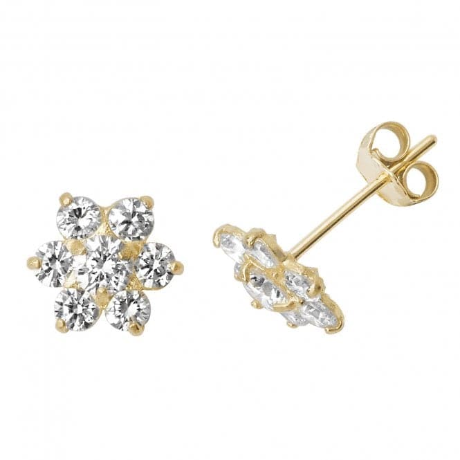 9ct Yellow Gold Zirconia Flower Stud Earrings ES495Acotis Gold JewelleryES495