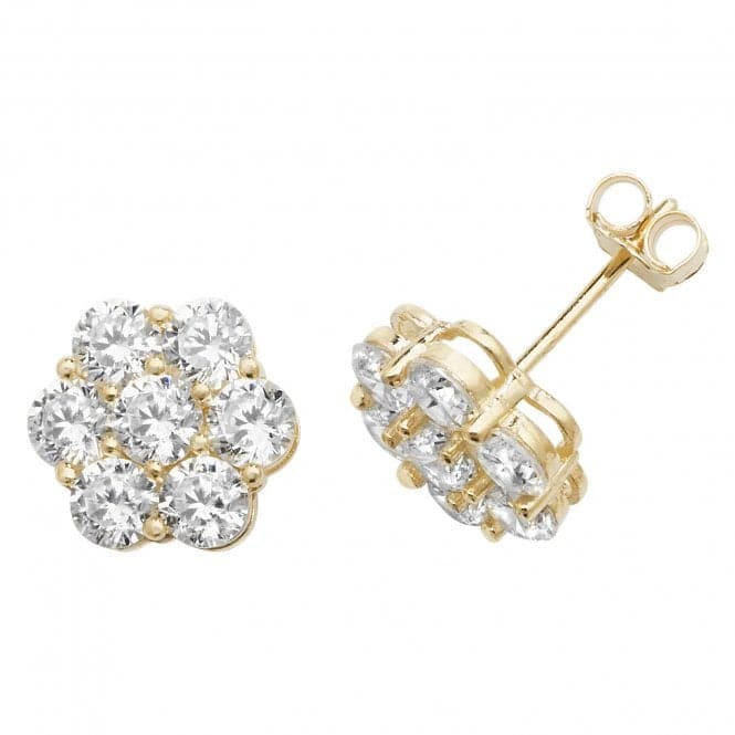 9ct Yellow Gold Zirconia Flower Stud Earrings ES530Acotis Gold JewelleryES530