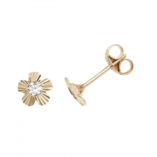 9ct Yellow Gold Zirconia Flower Stud Earrings ES621Acotis Gold JewelleryES621