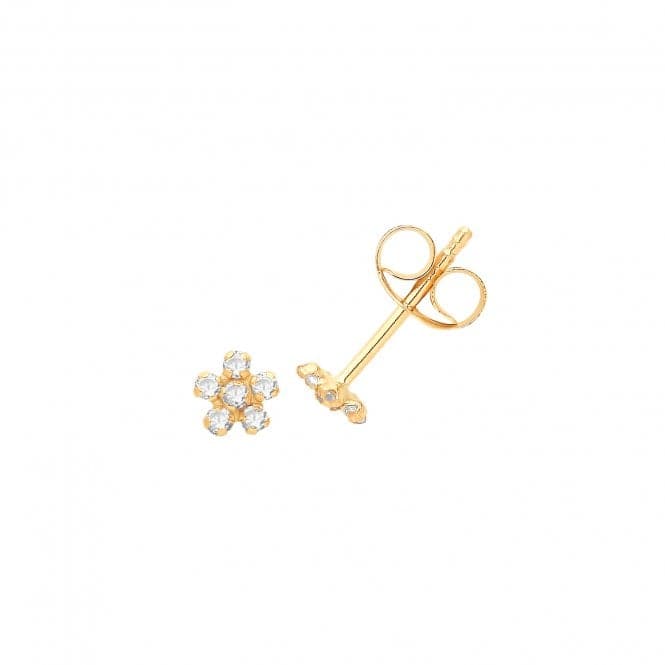 9ct Yellow Gold Zirconia Flower Studs ES718Acotis Gold JewelleryES718