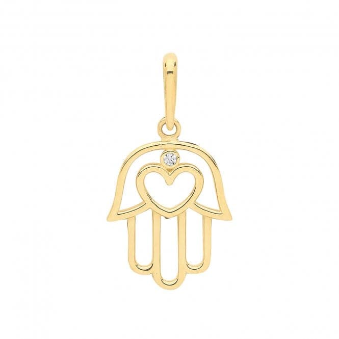 9ct Yellow Gold Zirconia Hamsa Charm PN1133Acotis Gold JewelleryPN1133