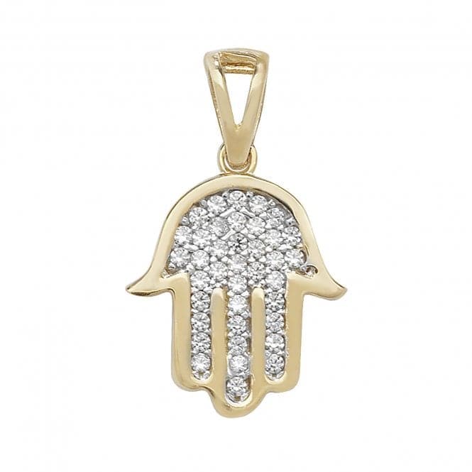 9ct Yellow Gold Zirconia Hamsa Pendant PN196Acotis Gold JewelleryPN196