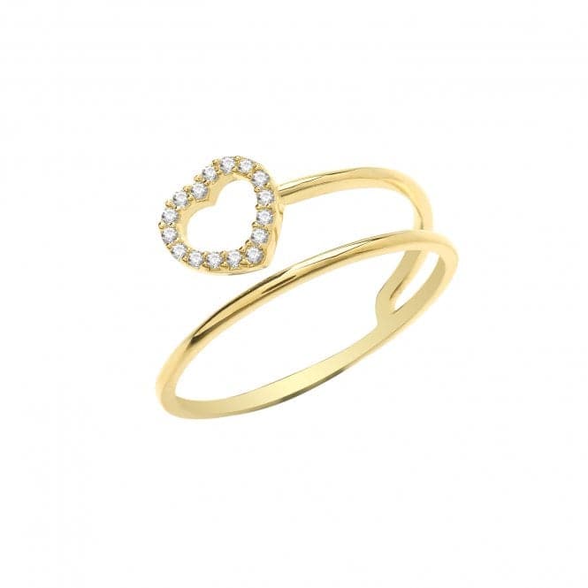 9ct Yellow Gold Zirconia Heart 1+1/2 Band Ring RN1611Acotis Gold JewelleryRN1611/O