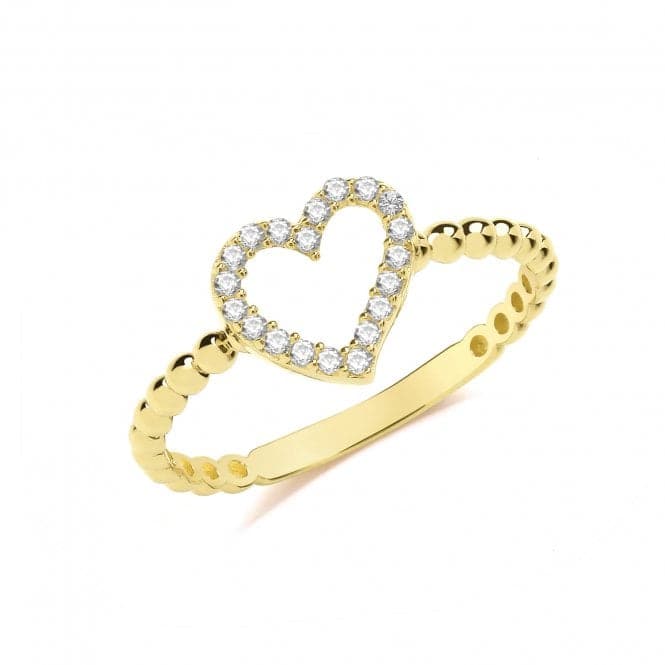 9ct Yellow Gold Zirconia Heart Bobble Ring RN977Acotis Gold JewelleryRN977/T