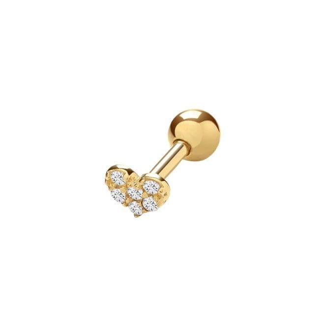 9ct Yellow Gold Zirconia Heart Cartilage 6mm Post Stud ES971Acotis Gold JewelleryES971