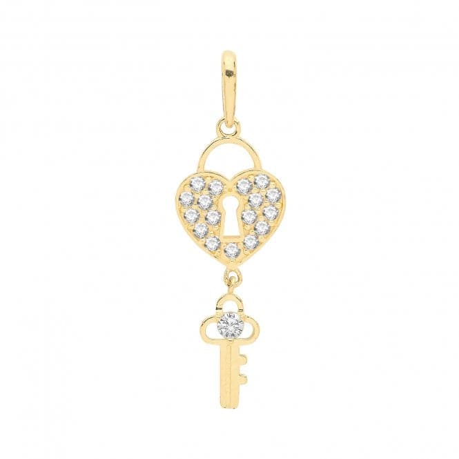 9ct Yellow Gold Zirconia Heart& Key Charm PN1126Acotis Gold JewelleryPN1126