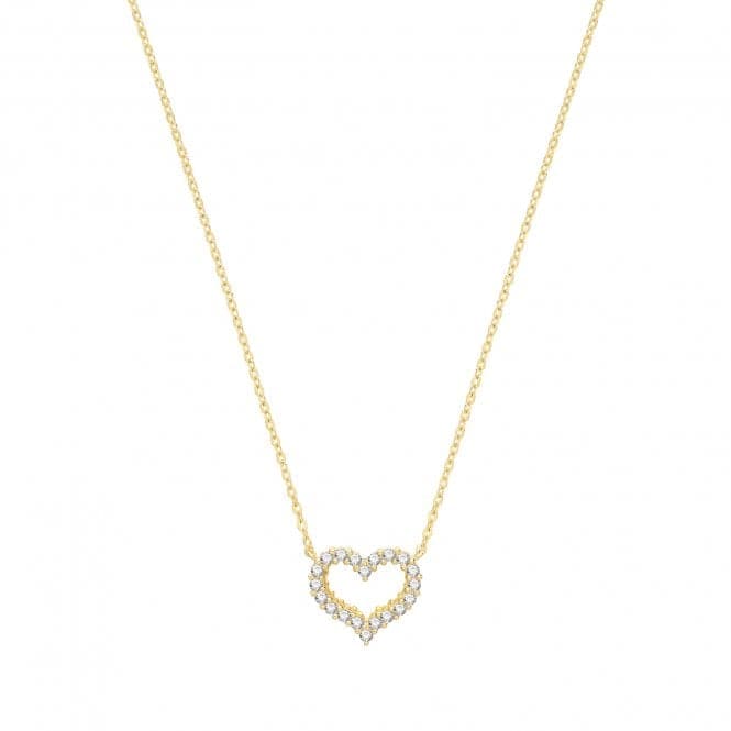 9ct Yellow Gold Zirconia Heart Necklet NK376Acotis Gold JewelleryNK376