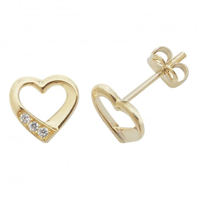 9ct Yellow Gold Zirconia Heart Stud Earrings ES432Acotis Gold JewelleryES432