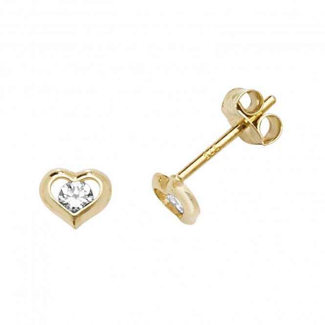 9ct Yellow Gold Zirconia Heart Stud Earrings ES607Acotis Gold JewelleryES607