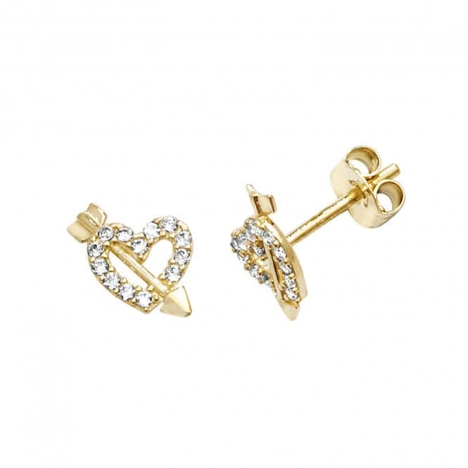 9ct Yellow Gold Zirconia Heart&Arrow Stud Earrings ES611Acotis Gold JewelleryES611