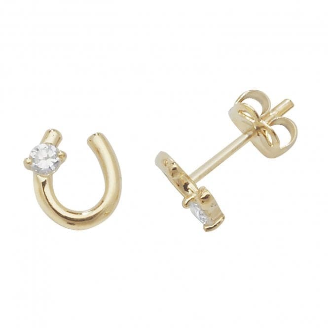 9ct Yellow Gold Zirconia Horseshoe Stud Earrings ES438Acotis Gold JewelleryES438