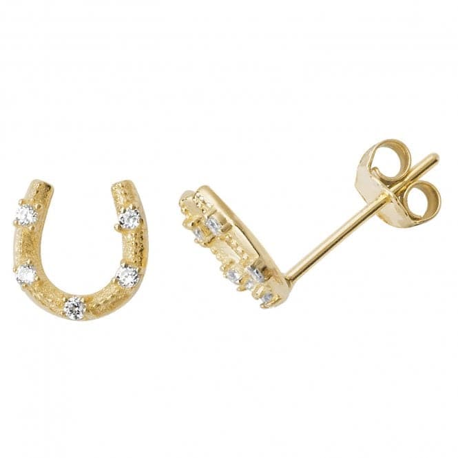 9ct Yellow Gold Zirconia Horseshoe Stud Earrings ES506Acotis Gold JewelleryES506