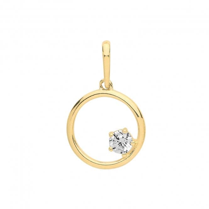 9ct Yellow Gold Zirconia In Circle Charm PN1128Acotis Gold JewelleryPN1128