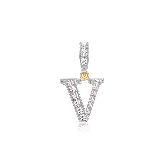 9ct Yellow Gold Zirconia Initial Pendant PN801/VAcotis Gold JewelleryPN801/V