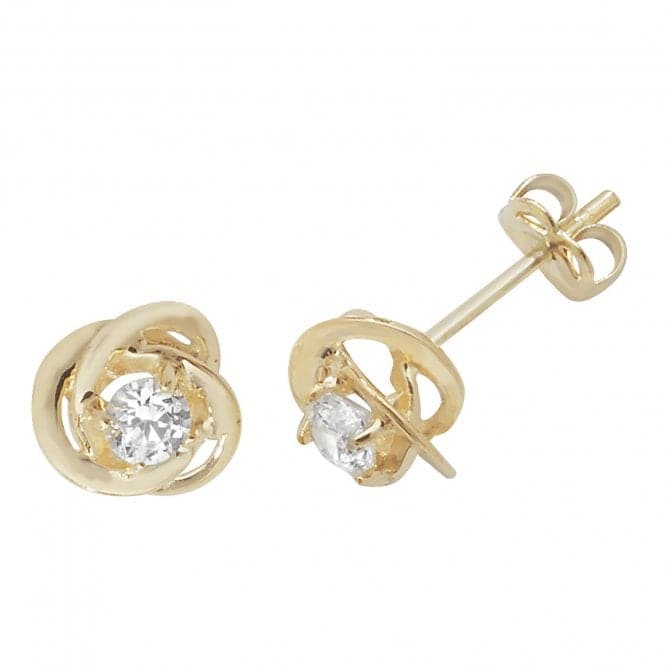 9ct Yellow Gold Zirconia Interlocking Stud Earrings ES458Acotis Gold JewelleryES458