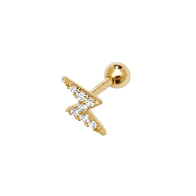 9ct Yellow Gold Zirconia Lightning Bolt Cartilage 6mm Post Stud ES922Acotis Gold JewelleryES922