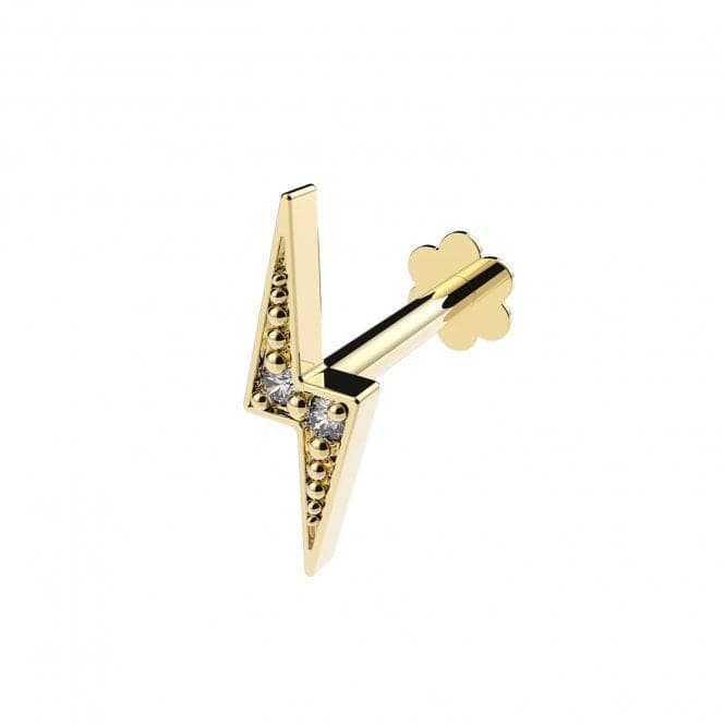 9ct Yellow Gold Zirconia Lightning Bolt Cartilage Labret ES2035Acotis Gold JewelleryES2035