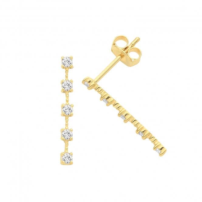 9ct Yellow Gold Zirconia Linear Stud Earrings ES1610Acotis Gold JewelleryES1610