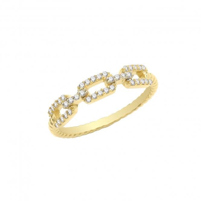 9ct Yellow Gold Zirconia Link Ring RN949Acotis Gold JewelleryRN949/N