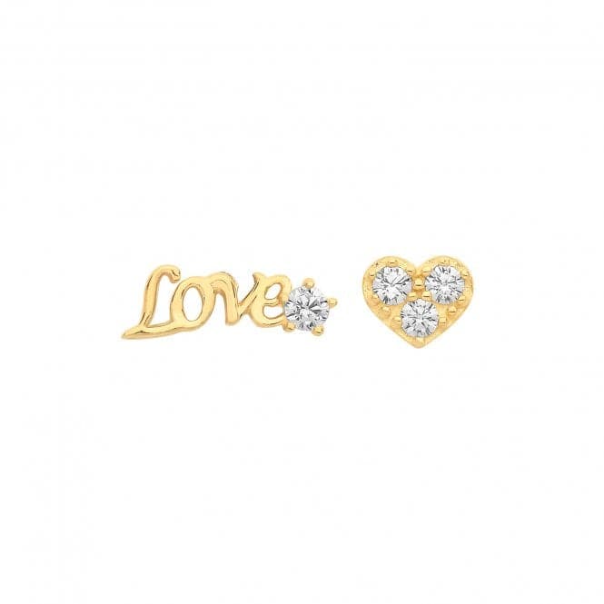 9ct Yellow Gold Zirconia Love Set Stud Earrings ES1633Acotis Gold JewelleryES1633