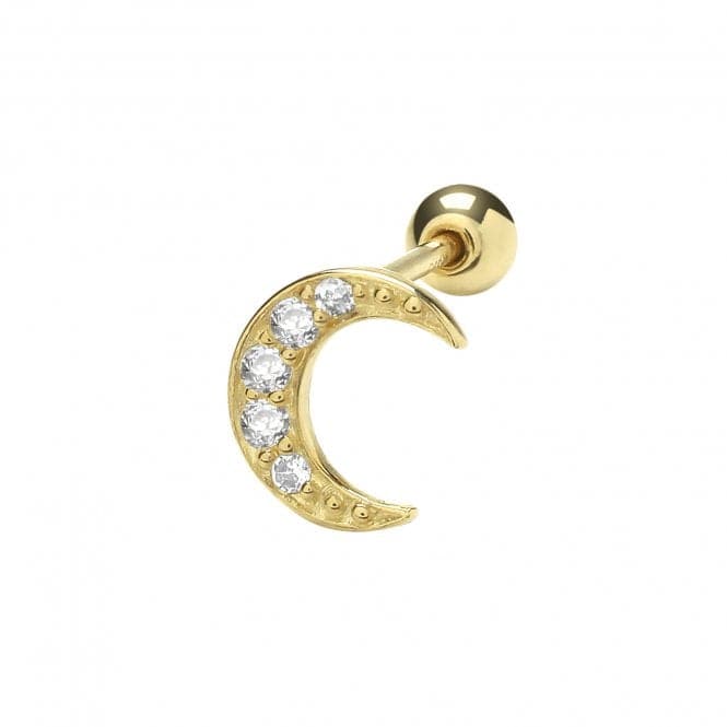 9ct Yellow Gold Zirconia Moon Cartilage 6mm Post Stud ES1900Acotis Gold JewelleryES1900